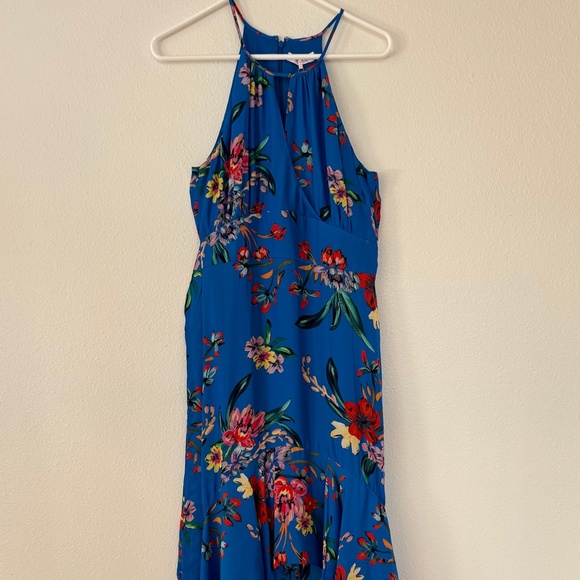 Parker Davina Blue Sleeveless Halter High-Low Ruffle Dress NWT 4 Retail $398 - Picture 8 of 9